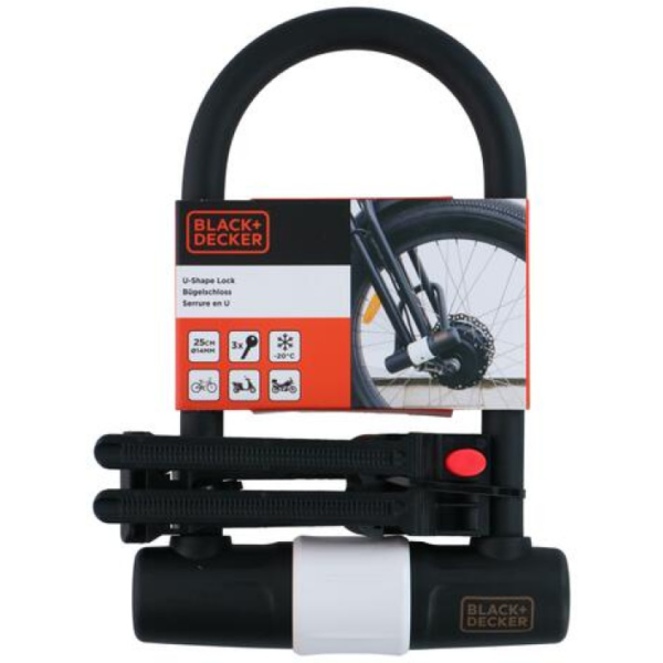BLACK+DECKER Kerékpár U-lakat ⌀14mmx25cm, 1400g, 3 kulcs - Image 2