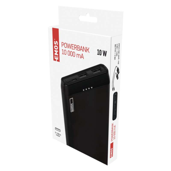 Emos powerbank 10.000mAh +Duo micro /type-C kábel, fekete - Image 5