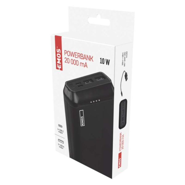 EMOS Powerbank 20.000 mAh, 10 W, fekete, Li-Po 3,7 V +Type-C kábel - Image 5