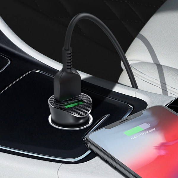 Hoco. Z39 Autós Gyorstöltő Adapter QC3.0 töltő kábellel - Image 3