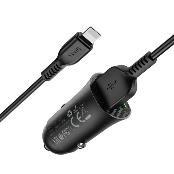 Hoco. Z39 Autós Gyorstöltő Adapter QC3.0 töltő kábellel - Image 6