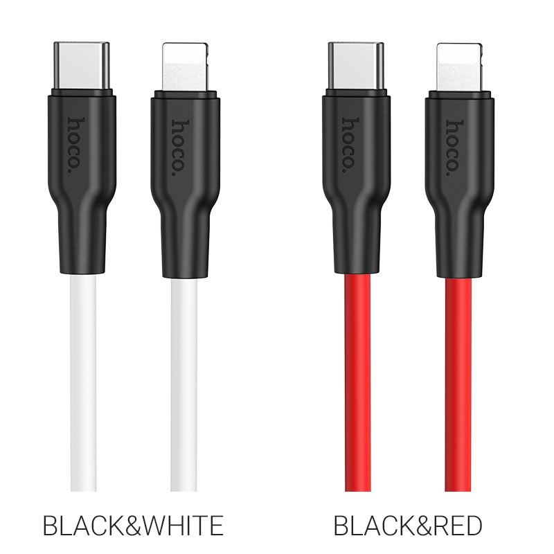 Hoco. X21 Plus Szilikon Gyorstöltő Adatkábel USB C - Lighting típusú csatlakozóval - Image 4