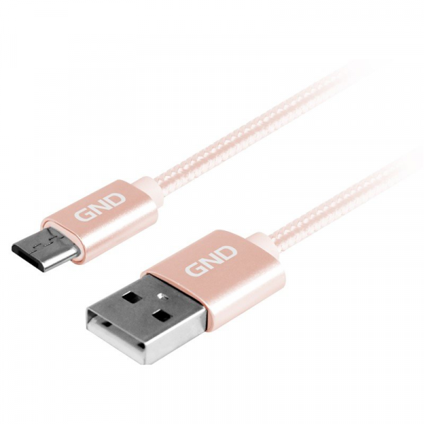 GND MicroUSB / USB-A 2.0 Töltő és adatkábel, fonott borítás, arany szín, 2m - Image 2