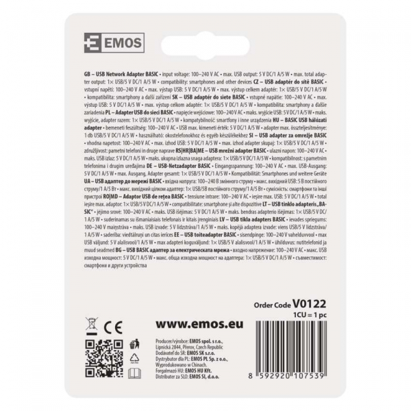 EMOS Univerzális USB töltő BASIC 1A (5W) - Image 2