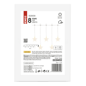 LED karácsonyi fényfüggöny – csillagok, 45x84 cm, kültéri és beltéri, meleg fehér - Image 3