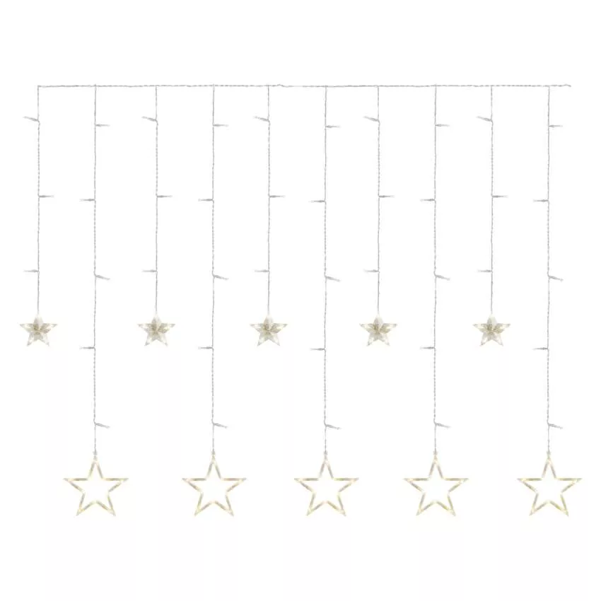 LED karácsonyi fényfüggöny – csillagok, 185x105 cm, beltéri, meleg fehér - Image 2