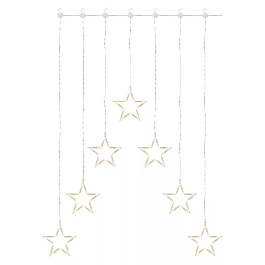 LED karácsonyi fényfüggöny – 7 csillag, 67x125cm, kültéri és beltéri, meleg fehér - Image 2