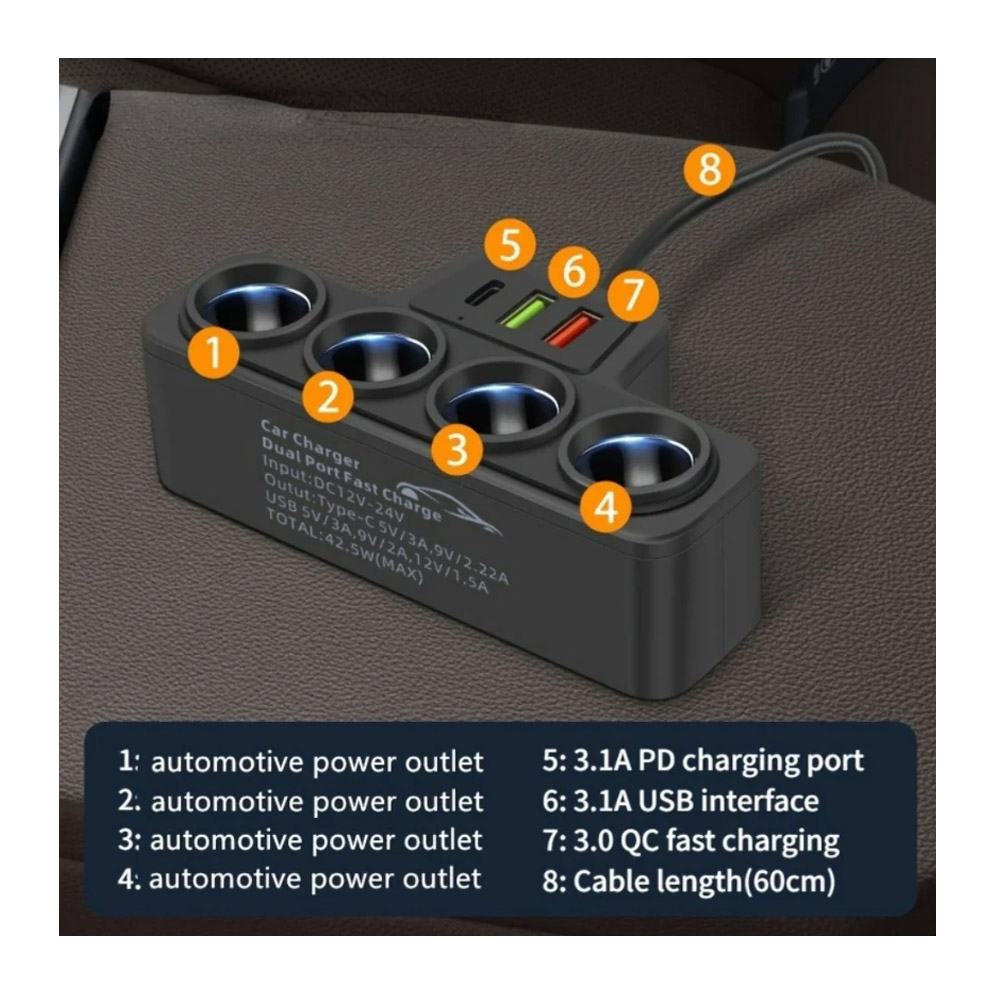 Szivargyujtó elosztó és töltő 4port - Image 2