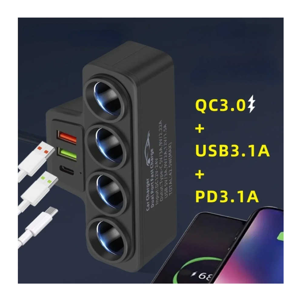 Szivargyujtó elosztó és töltő 4port - Image 6